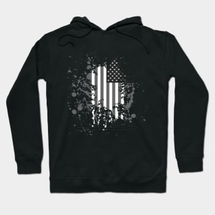 Monochrome American Flag Splash Hoodie